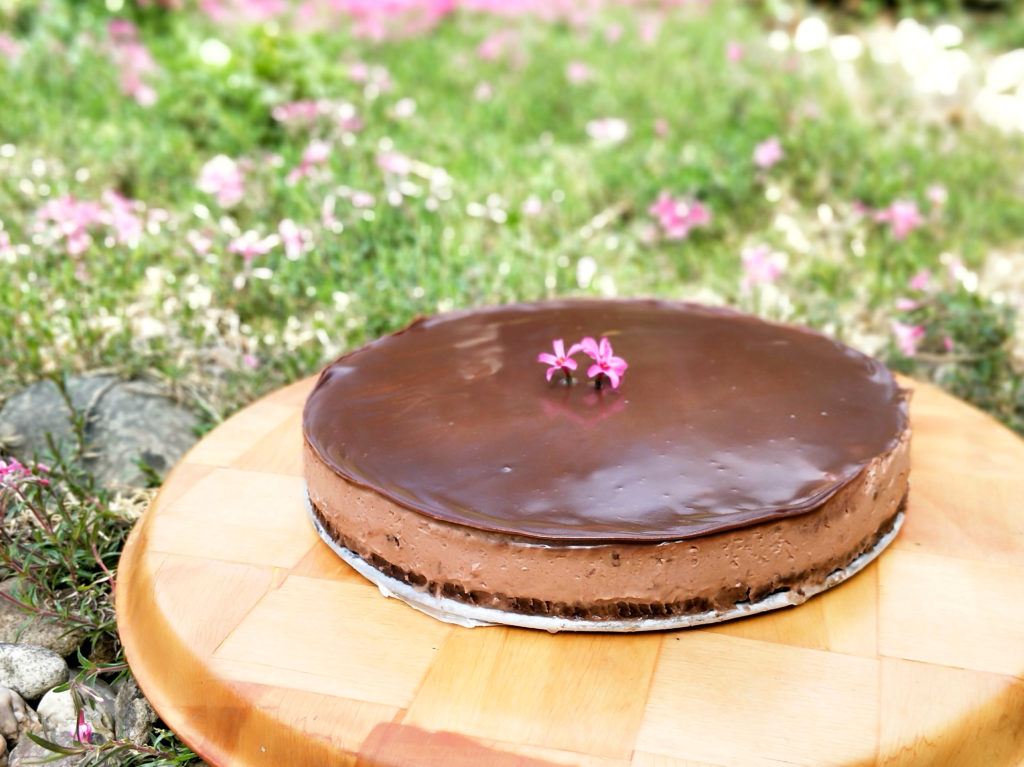 Čokoládový cheesecake na zahradě